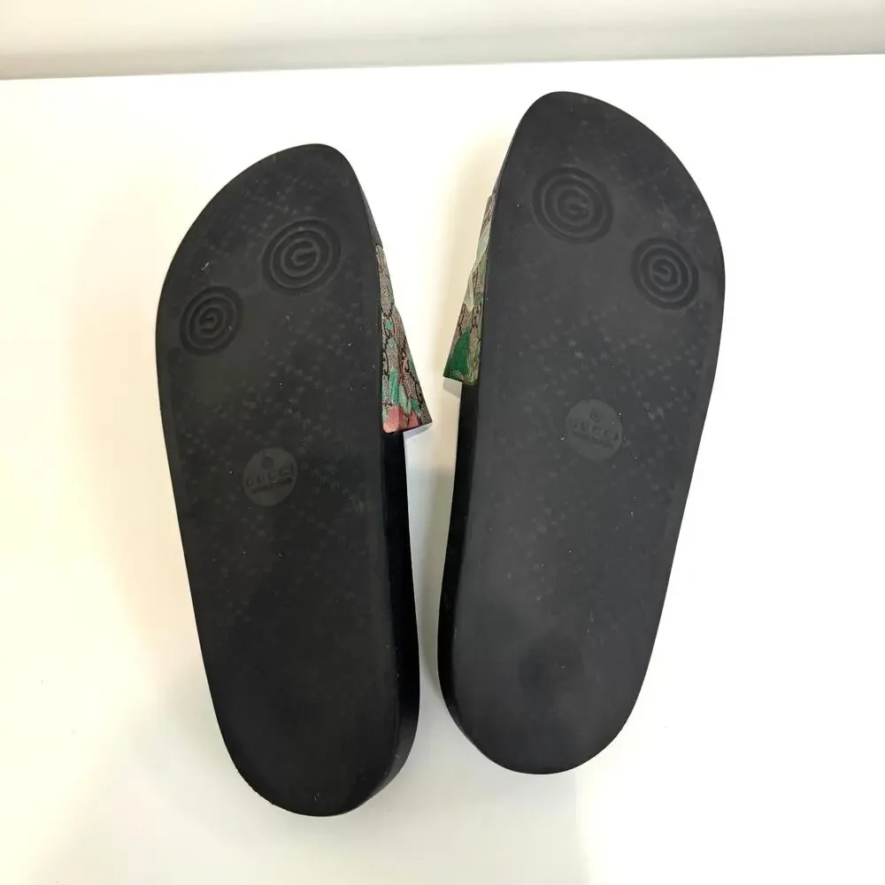GUCCI GG Supreme Tian Hummingbird Floral Monogram Canvas Slides 11